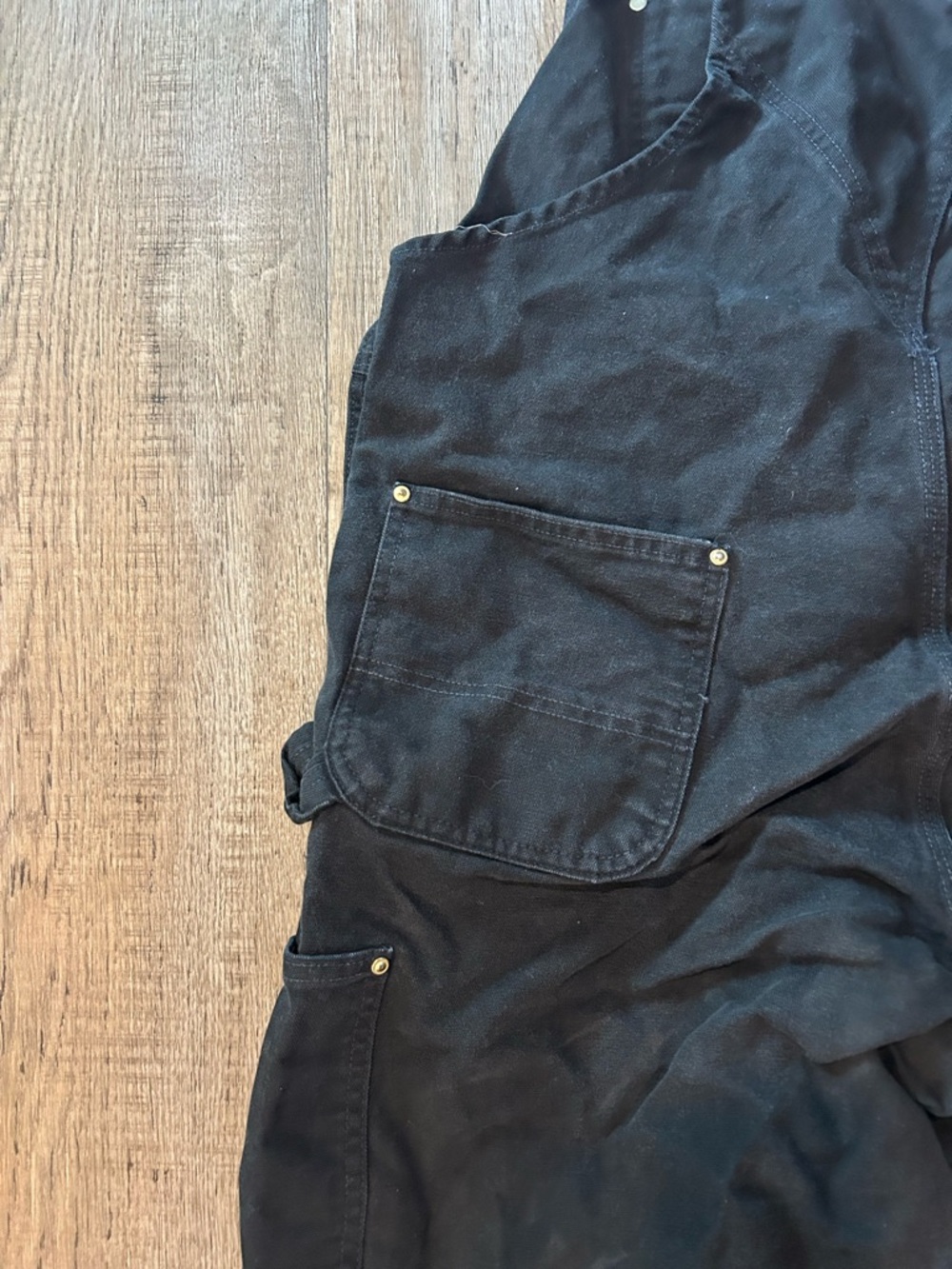 Men’s Carhartt Black Denim Workwear Duck Bib Overalls Carpenter Style Relaxed - Picture 10 of 11